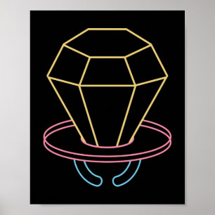 Retro 80er 90s Neon Ring Pop Süßigkeiten Poster