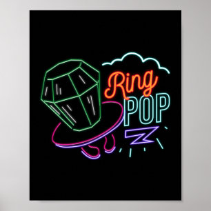 Retro 80er 90s Neon Ring Pop Süßigkeiten Poster
