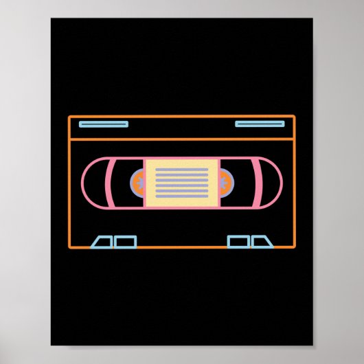 Retro 80er 90s Neon Video Tape Vhs Poster (Vorne)