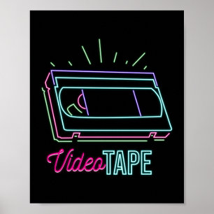 Retro 80er 90s Neon Video Tape Vhs Poster