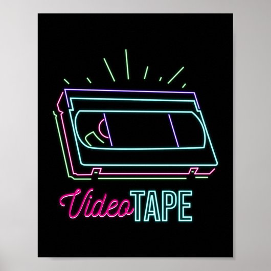 Retro 80er 90s Neon Video Tape Vhs Poster (Vorne)