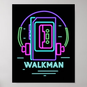 Retro 80er 90s Neon Walkman Poster