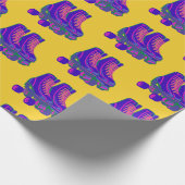 Retro 80er 90s Roller Skate Muster in Gelb Geschenkpapier (Ecke)