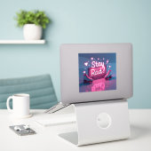 Retro 80er & 90s Vibes Aufkleber (Laptop auf Schreibtisch)