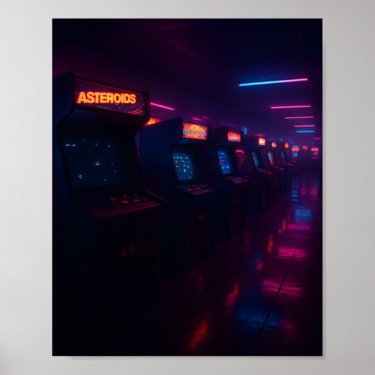 Retro-80er-Arcade-Gaming-Ästhetik Neonlichter Poster (Vorne)
