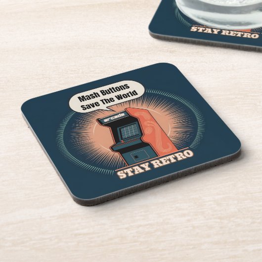 Retro 80er Arcade Gaming Nerdy Spaß Getränkeuntersetzer (Linke Seite)