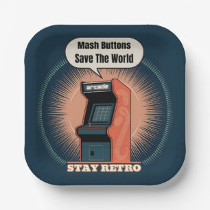 Retro 80er Arcade Gaming Nerdy Spaß Pappteller