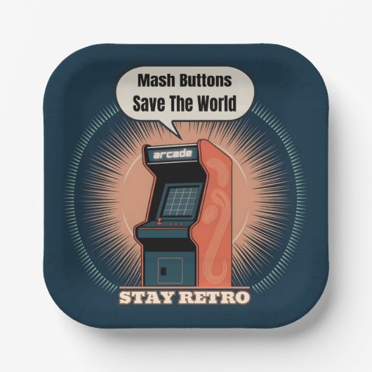 Retro 80er Arcade Gaming Nerdy Spaß Pappteller (Vorderseite)