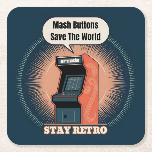 Retro 80er Arcade Gaming Nerdy Spaß Rechteckiger Pappuntersetzer (Vorderseite)