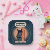 Retro-80er-Arcade-Spiel-Nerd-Humor Pappteller (Party)