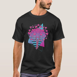Retro 80er Art Hearts Tree Liebe Niedlich Vaporwav T-Shirt
