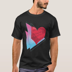 Retro 80er Art Vaporwave Herz Form Liebe Elegant H T-Shirt