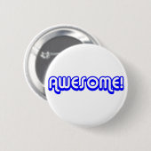 Retro 80er Awesome! Blau Button (Vorne & Hinten)