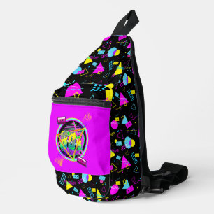 RETRO 80er BÄNDER FARBENFROHE FORMEN Crossbody Bag
