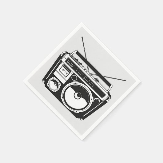 Retro 80er Boombox Gray Serviette (Ecke)