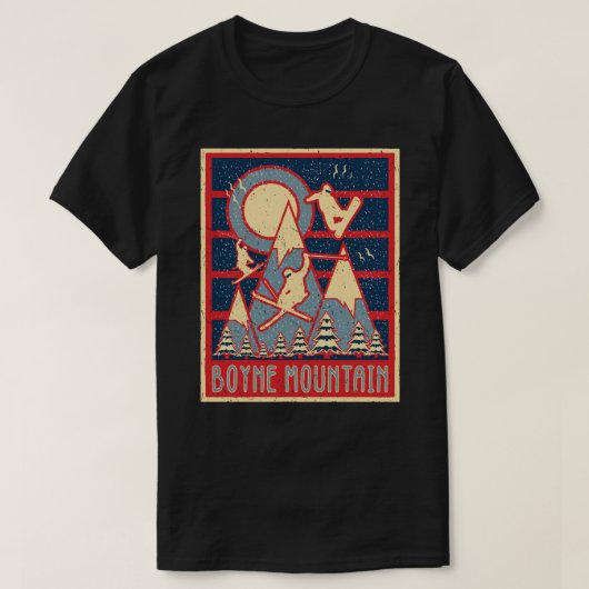 Retro 80er Boyne Mountain Ski Adventure T-Shirt (Design vorne)
