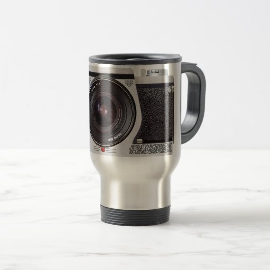 Retro 80er Camera Effect Travel Mug Reisebecher (VorderseiteRechts)