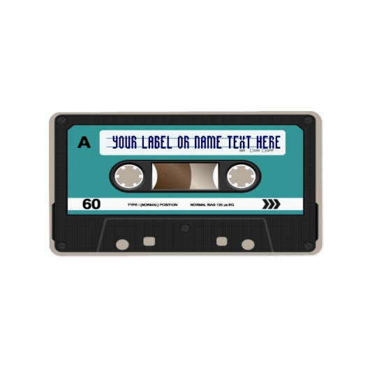 Retro 80er Cassette Mixtape Personalisiert Adressaufkleber (Vorne)