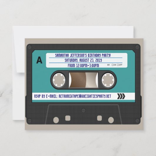Retro 80er Cassette Mixtape Personalisiert Einladung (Vorderseite)