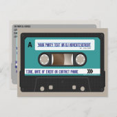 Retro 80er Cassette Mixtape Personalisiert Einladungspostkarte (Vorne/Hinten)