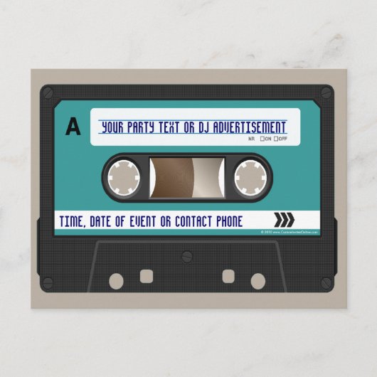 Retro 80er Cassette Mixtape Personalisiert Einladungspostkarte (Vorderseite)