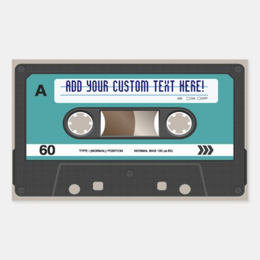 Retro 80er Cassette Tape Personalisiert Sticker (Vorderseite)