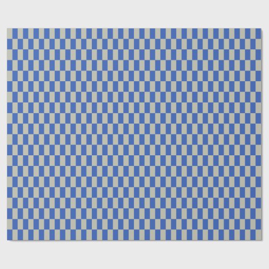 Retro 80er Cobalt Blue White Checkerboard Muster Geschenkpapier (Flach)