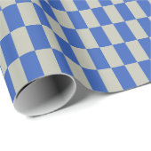 Retro 80er Cobalt Blue White Checkerboard Muster Geschenkpapier (Rolleneckpunkt)