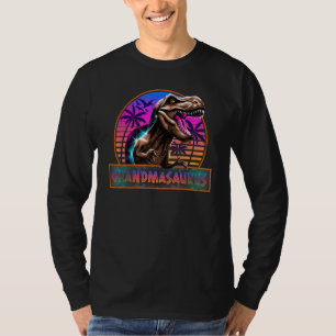Retro 80er Color Grandmasaurus T Rex Dinosaurier F T-Shirt