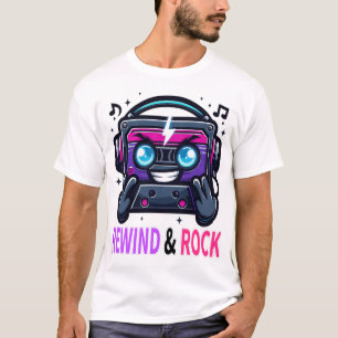 Retro 80er Cyberpunk Kassetten Maskottchen Rückspu T-Shirt