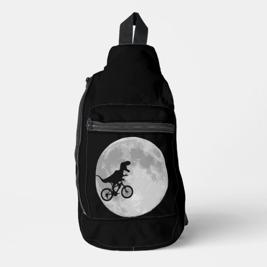 Retro 80er Dinosaur Fahrrad und Mond Crossbody Bag (Vorderseite)