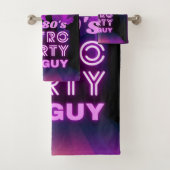 Retro 80er Disco Dance Party Neon Lila Funky Badhandtuch Set (Insitu)