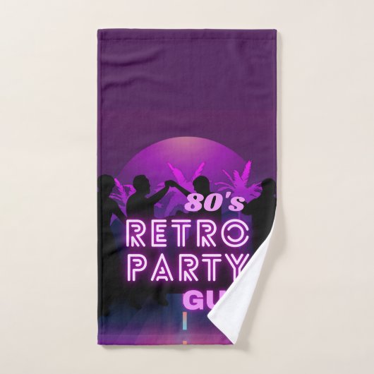 Retro 80er Disco Dance Party Neon Lila Funky Badhandtuch Set (Handtuch)