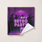 Retro 80er Disco Dance Party Neon Lila Funky Badhandtuch Set (Waschlappen)