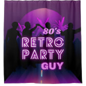 Retro 80er Disco Dance Party Neon Lila Funky Duschvorhang (Vorderseite)