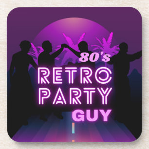 Retro 80er Disco Dance Party Neon Lila Funky Getränkeuntersetzer