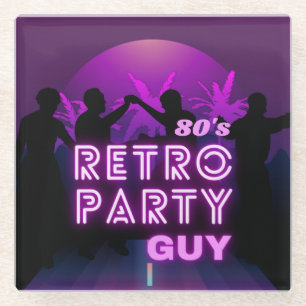 Retro 80er Disco Dance Party Neon Lila Funky Glasuntersetzer