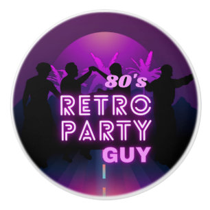 Retro 80er Disco Dance Party Neon Lila Funky Keramikknauf