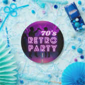 Retro 80er Disco Dance Party Neon Lila Funky Pappteller (Party)