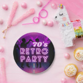 Retro 80er Disco Dance Party Neon Lila Funky Pappteller (Party)