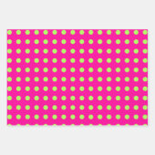 Retro 80er Dots Muster in Hot Pink und Chartreuse Geschenkpapier Set (Vorderseite 2)