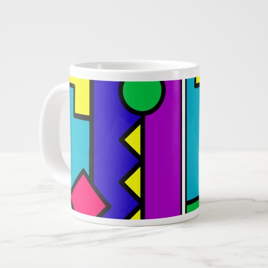 Retro 80er Farbblock Jumbo-Tasse (Vorderseite Links)