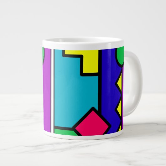 Retro 80er Farbblock Jumbo-Tasse (Vorderseite Rechts)