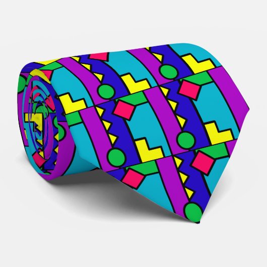 Retro 80er Farbblock Krawatte (Gerollt)