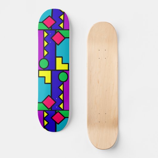 Retro 80er Farbblock Skateboard (Vorderseite)