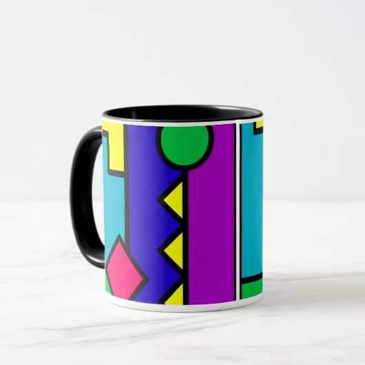 Retro 80er Farbblock Tasse (Vorderseite Links)