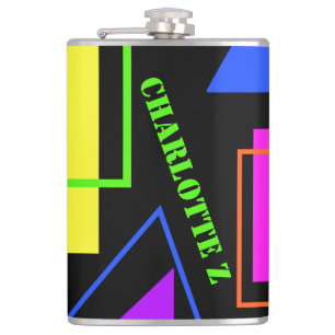RETRO 80er FASHION NEBENFLUORO BOLD GEOMETRISCHER Flachmann