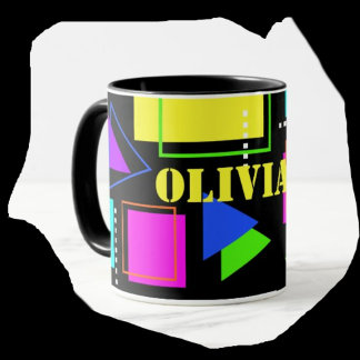 RETRO 80er FASHION NEBENFLUORO BOLD GEOMETRISCHER  Tasse