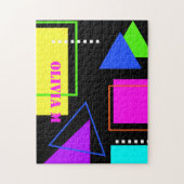 RETRO 80er FASHION NEON FLUORO BOLD GEOMETRIC NAME Puzzle (Vertikal)