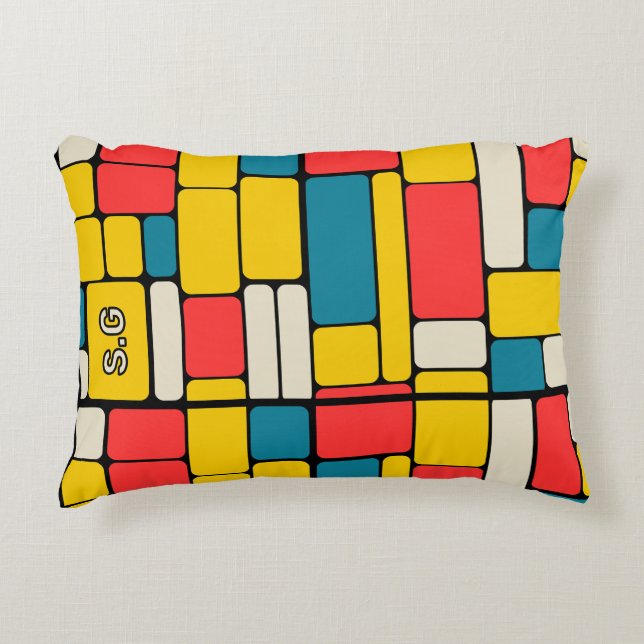 Retro-80er fett geometrisch, modern hell dekokissen (Vorderseite)